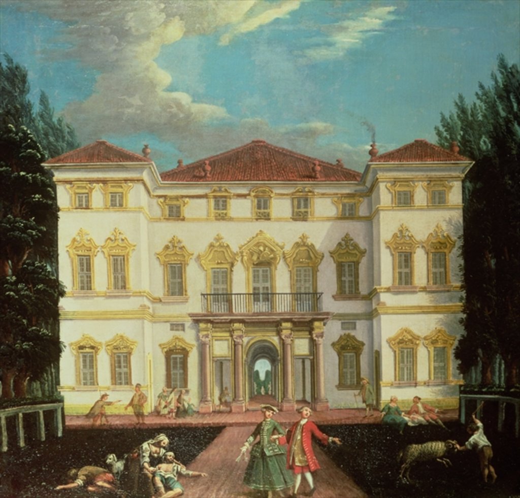 Detail of Country House with Elegant Figures by Italian School
