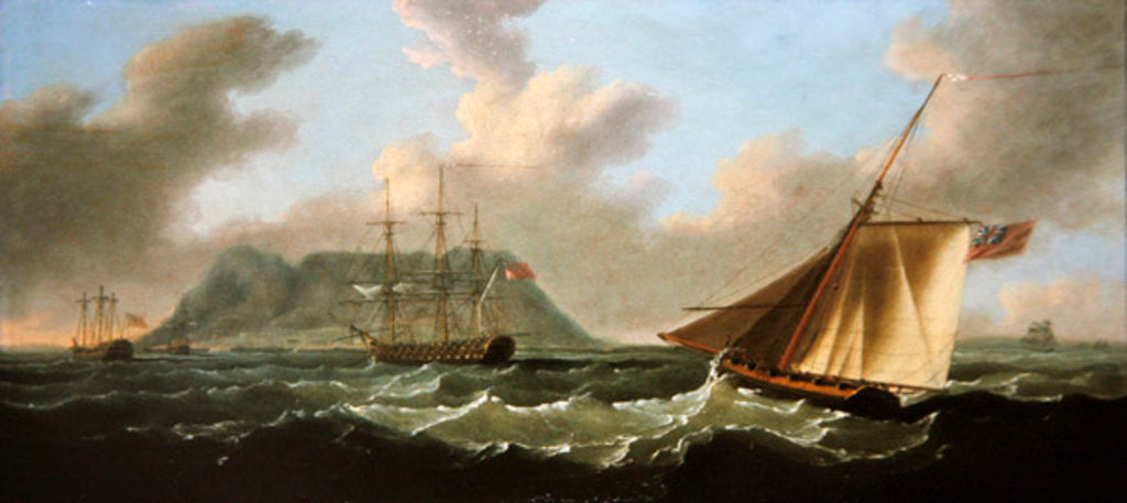 Detail of Shipping off Cape Town, 1806 by J. Francis Sartorius