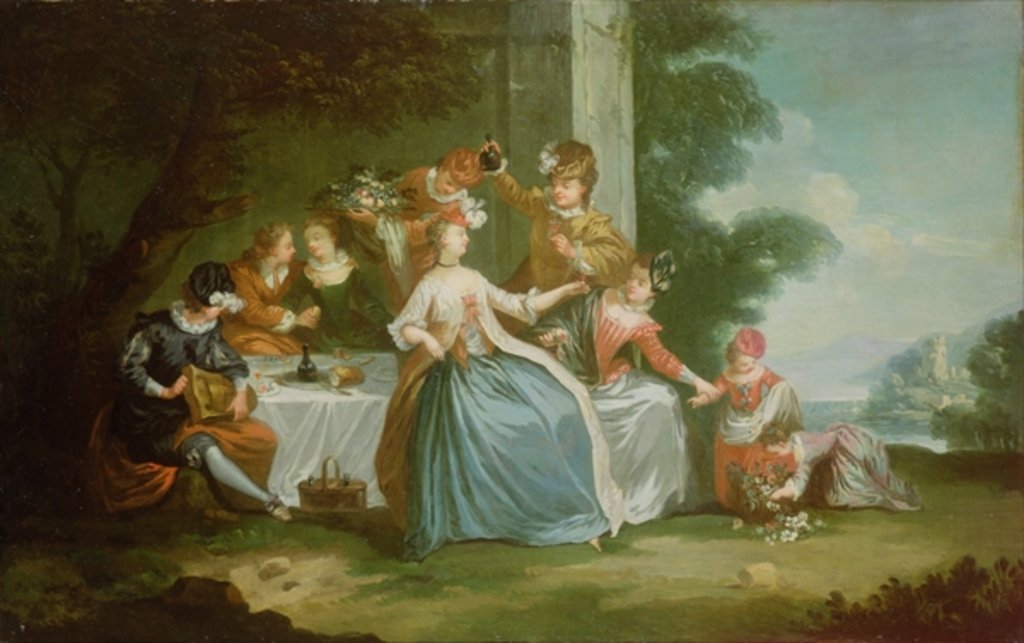 Detail of Figures Feasting by French School