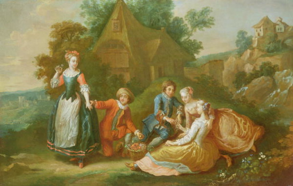 Detail of Figures Feasting by French School