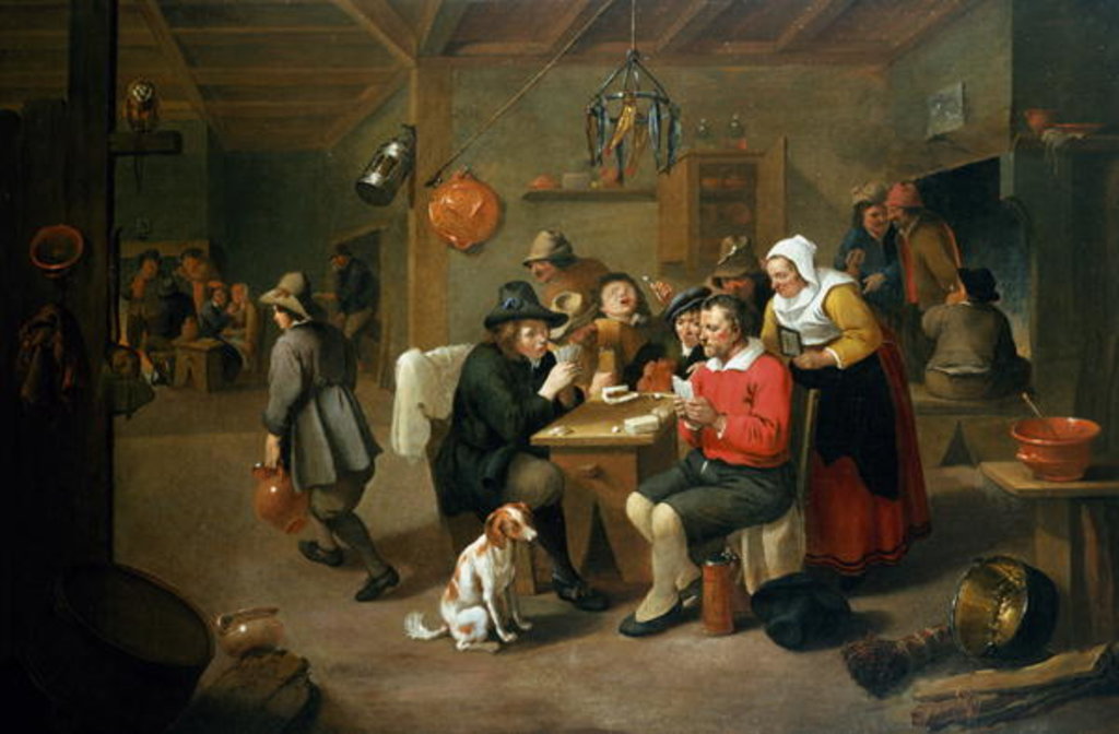 Detail of The Card Players by Matheus van Helmont