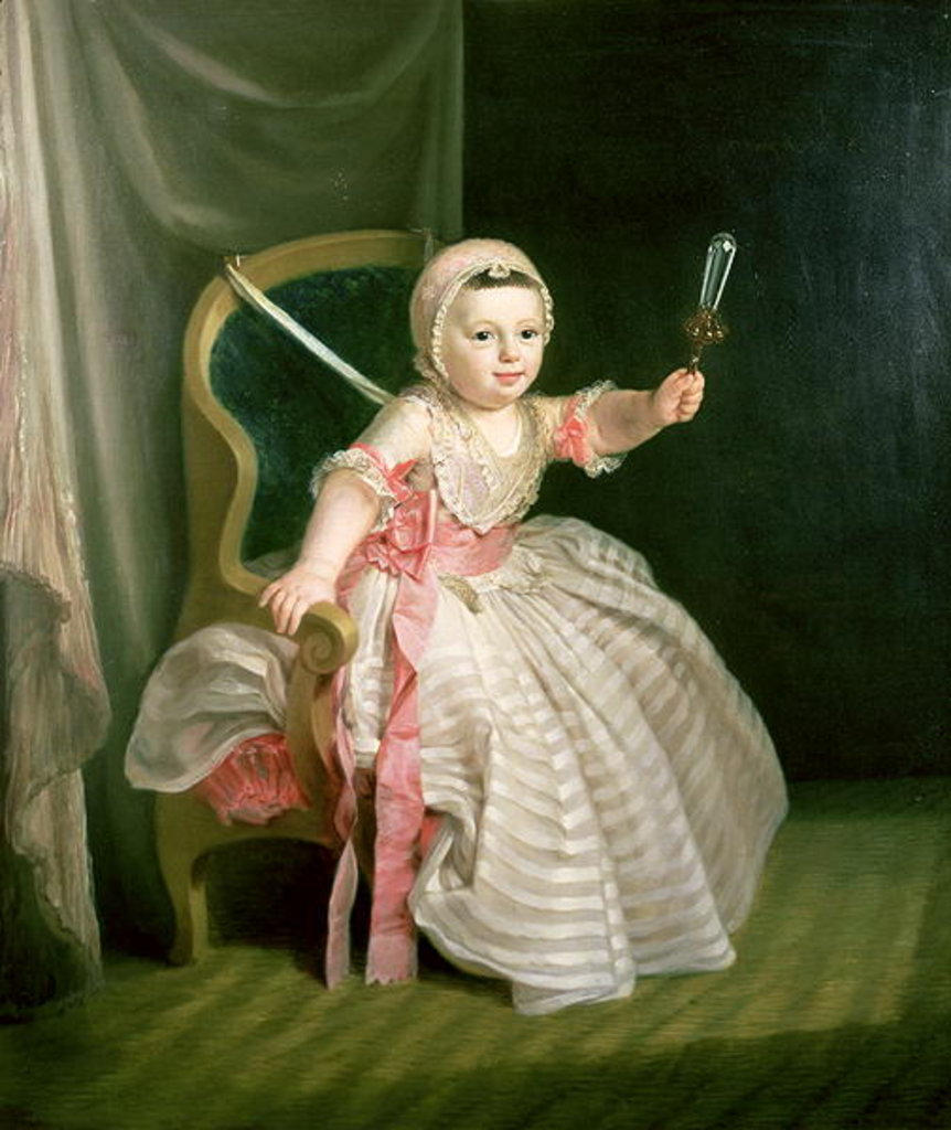 Detail of Portrait of a Child holding a Rattle by Niels Rode or Roode