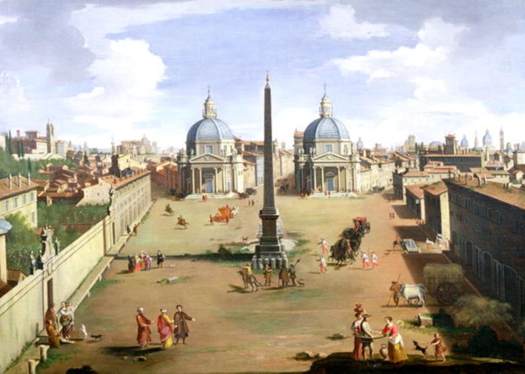 Detail of A View of the Piazza del Popolo in Rome by Gaspar van Wittel