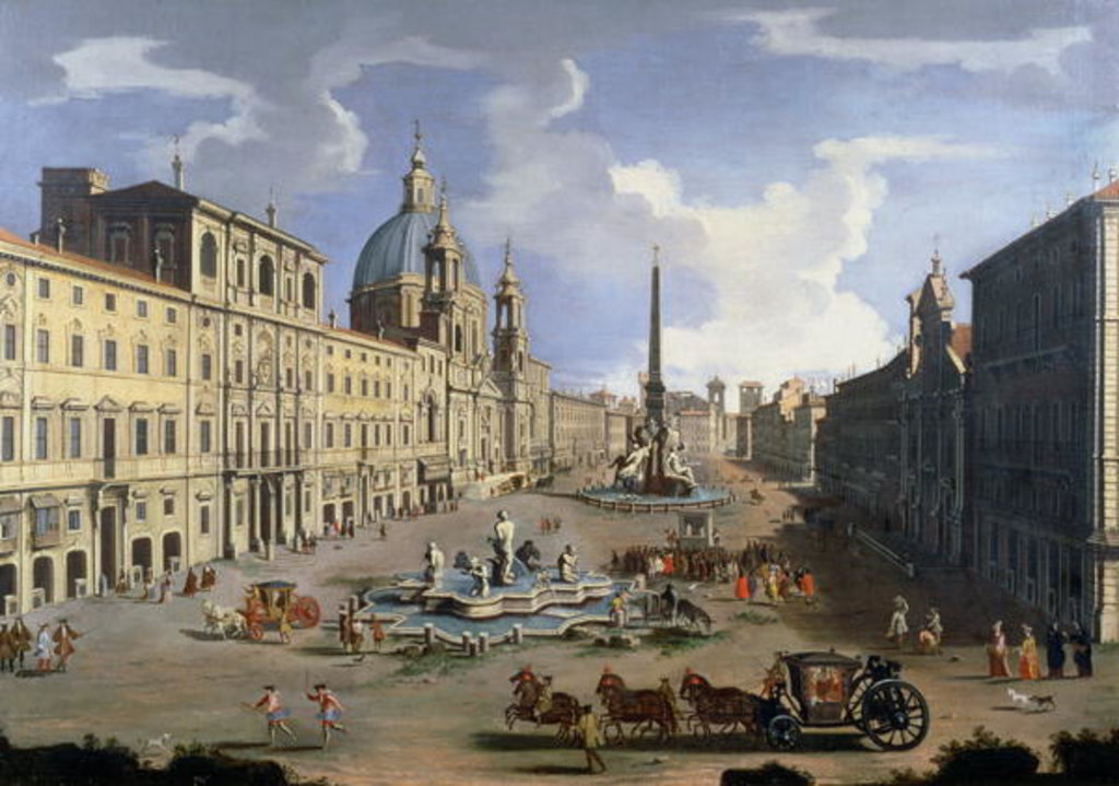 Detail of A View of the Piazza Navona in Rome by Gaspar van Wittel