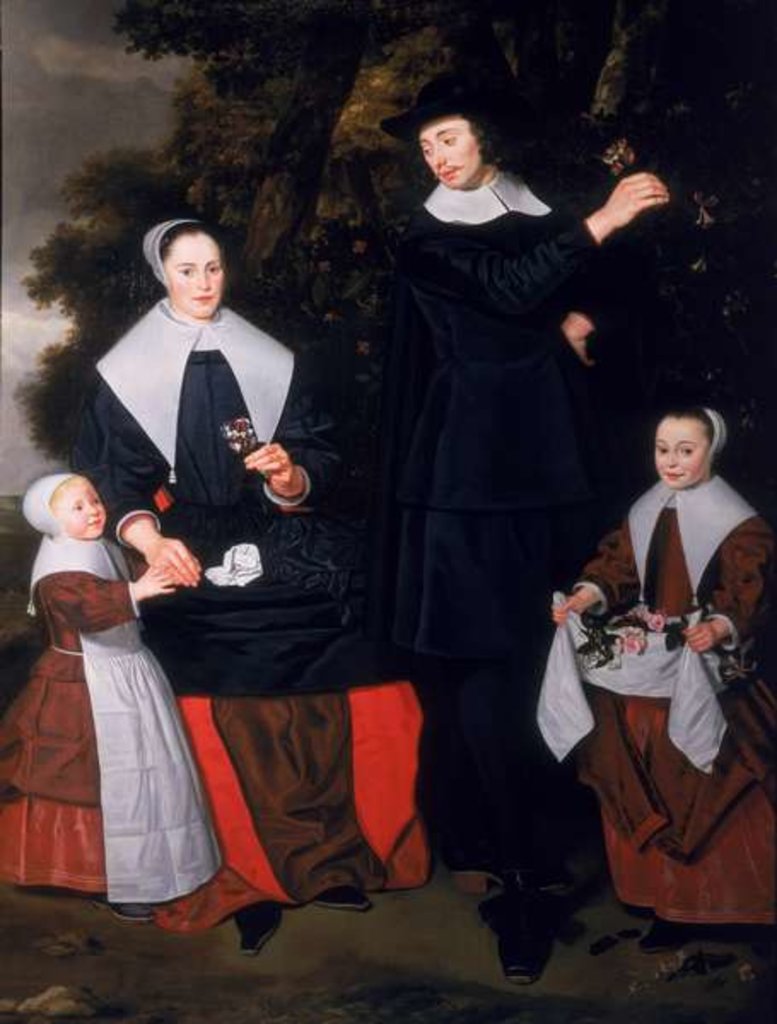 Detail of A Gentleman with his Wife and two Children by Hendrick ten Oever