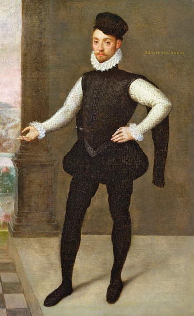 Detail of Full Length Portrait of a Gentleman in a Black Doublet by Francois Clouet