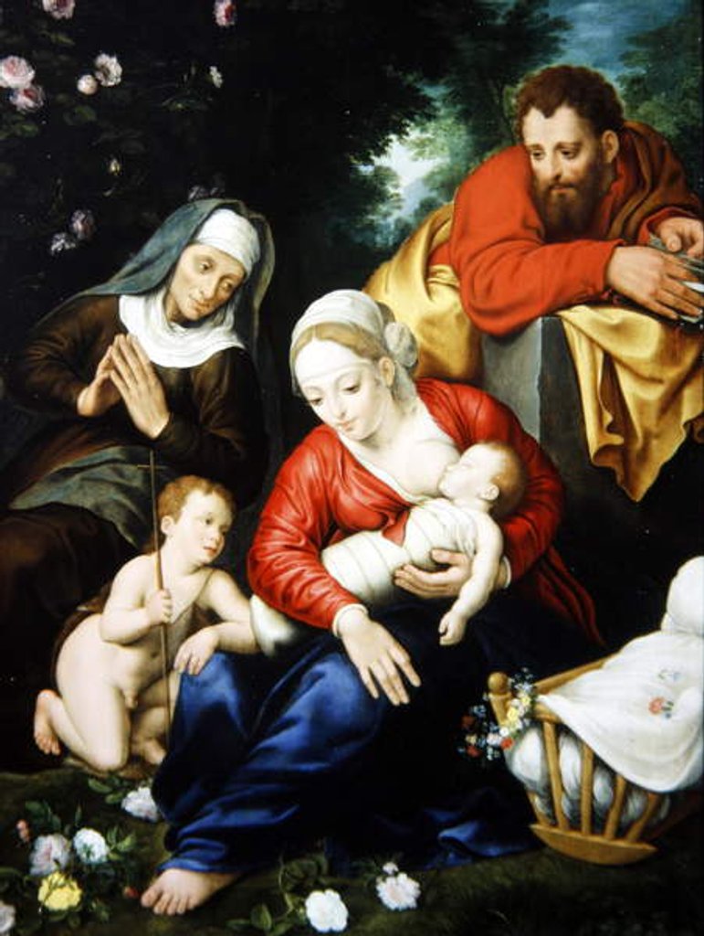 Detail of The Virgin and Child with St Joseph, Elizabeth and St John by Martyn & Brueghel Jan the Younger (1601-78) Pepyn