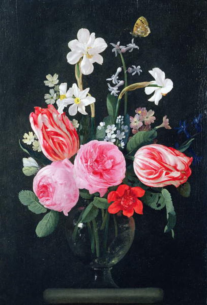 Detail of Roses, Narcissi, Tulips and other Flowers by Christiaan Luykx or Luycks