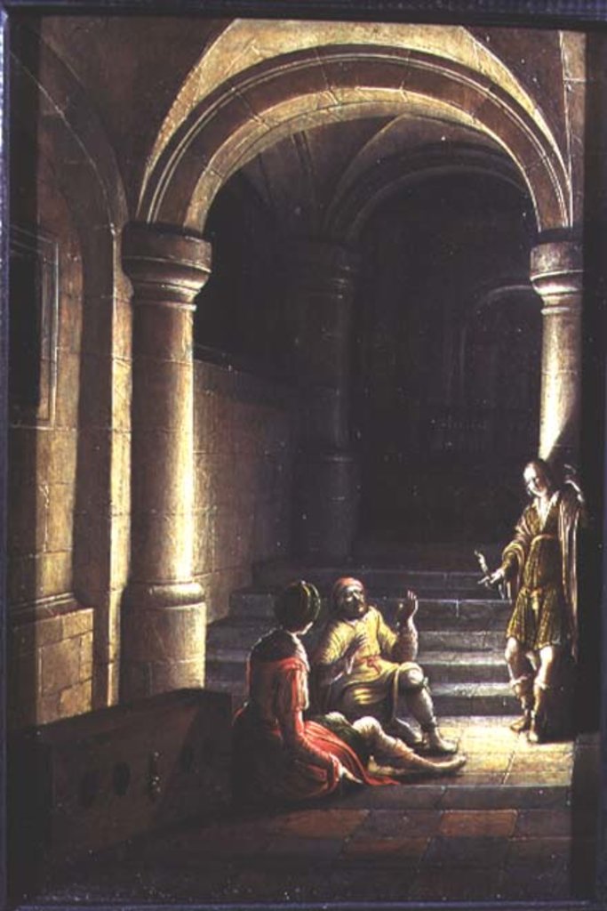 Detail of Joseph in prison interpreting the dreams of the baker and the butler, 1624 by Hendrik the Younger Steenwyck