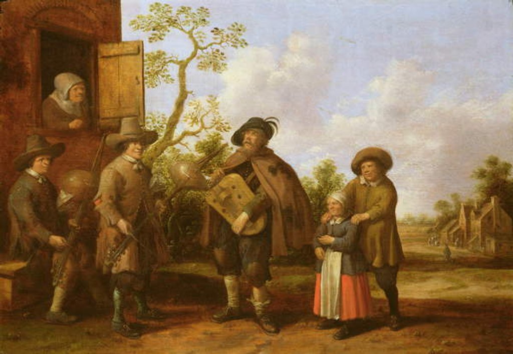 Detail of Village Scene with Musicians, 1659 by Joost Cornelisz. Droochsloot