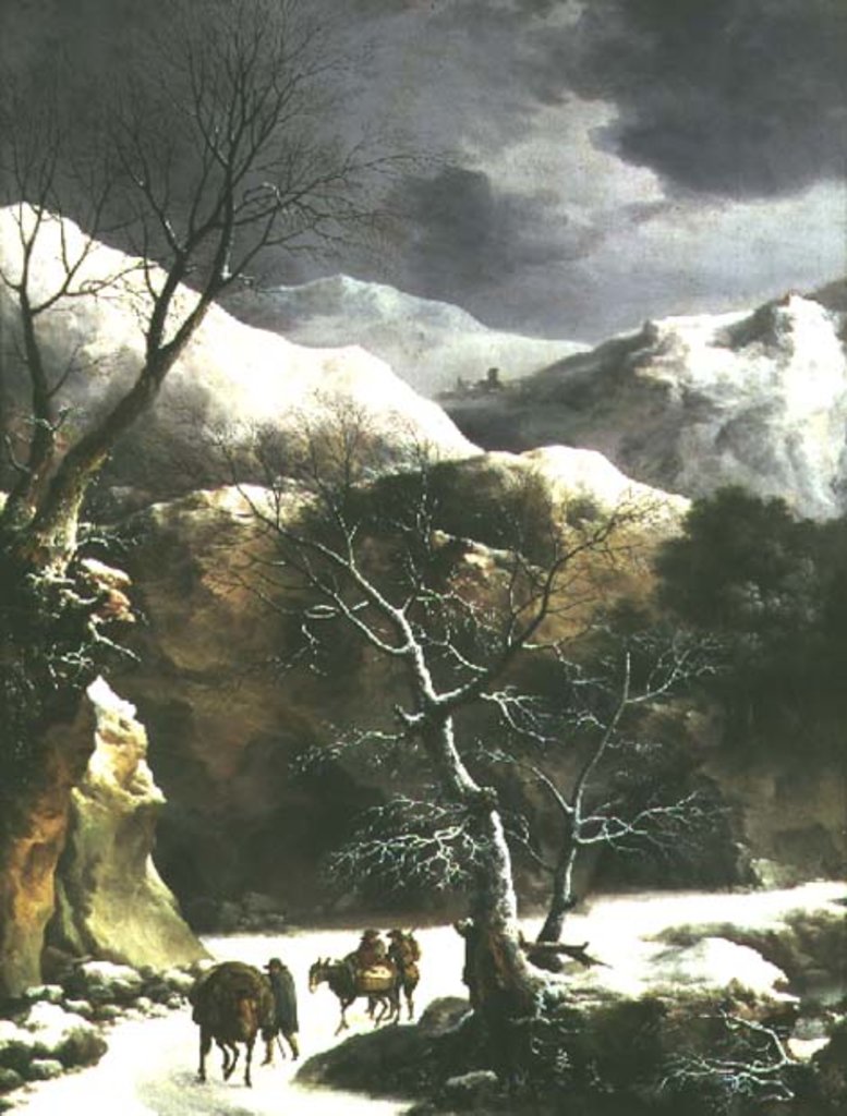 Detail of Winter landscape by Francesco Foschi