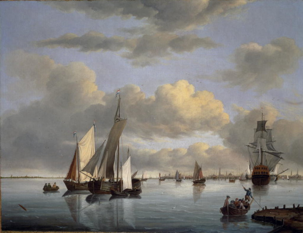 Detail of Shipping on the Ijsselmeer with Amsterdam in the distance by Jan Wubbels