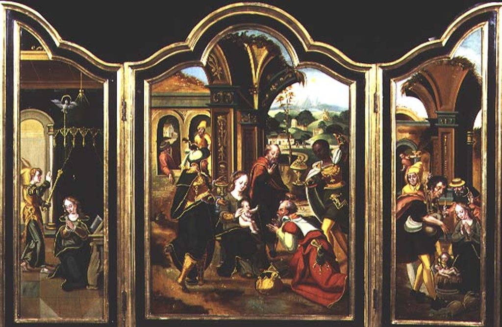 Detail of Triptych: The Adoration of the Magi, Annunciation, Adoration of the Shepherds by Flemish School