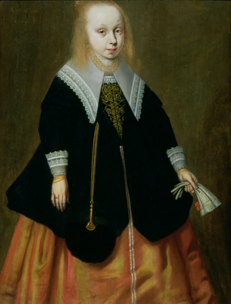 Detail of Portrait of a young girl, Friesland School, 1644 by Dutch School