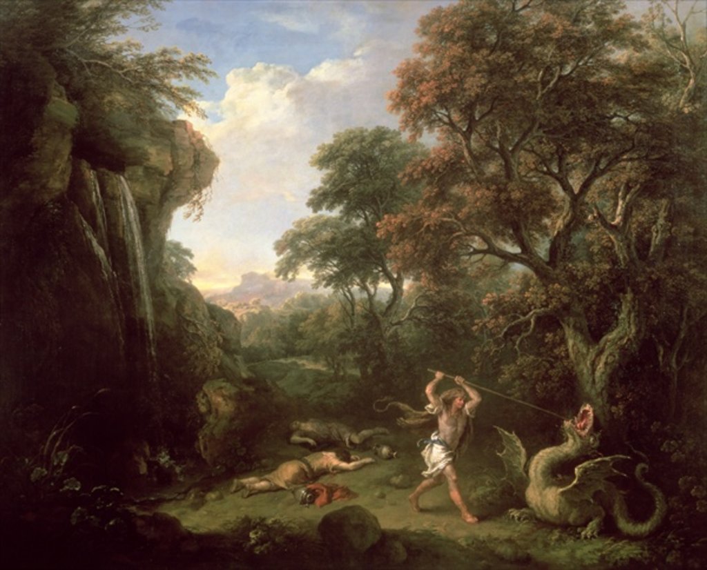 Detail of Cadmus and the Dragon by Francesco Zuccarelli