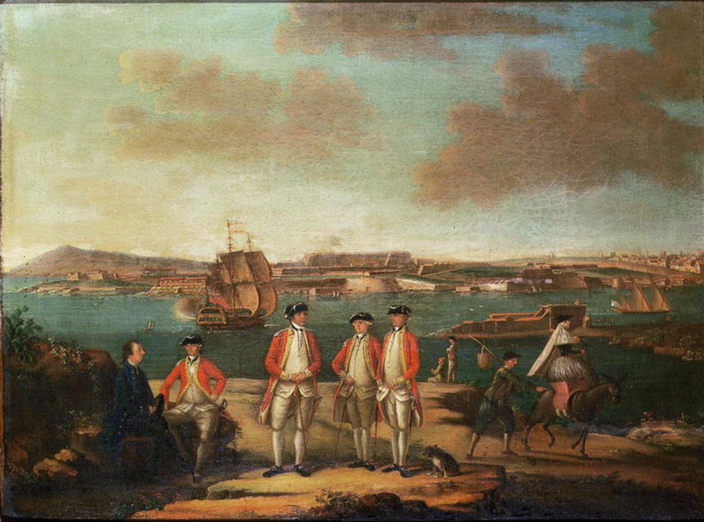 Detail of British Officers in San Felipe, Minorca by Alberto Pullicino