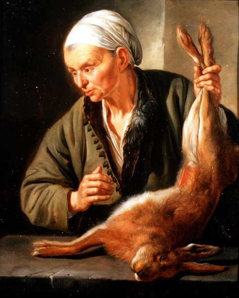 Detail of Woman with a dead hare, 1675 by Jacob Toorenvliet