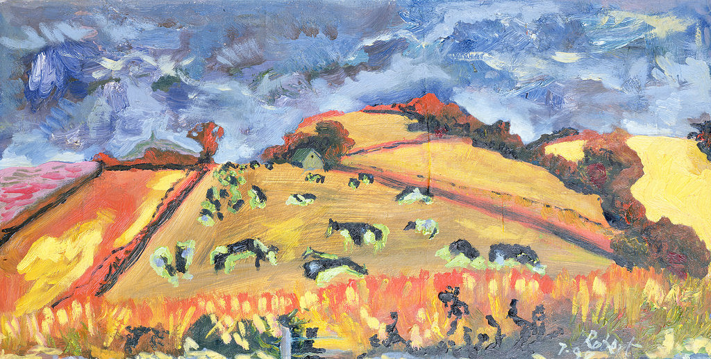 Detail of Sun, Fields, Cows: Somerset, 1998 by Robert Hobhouse