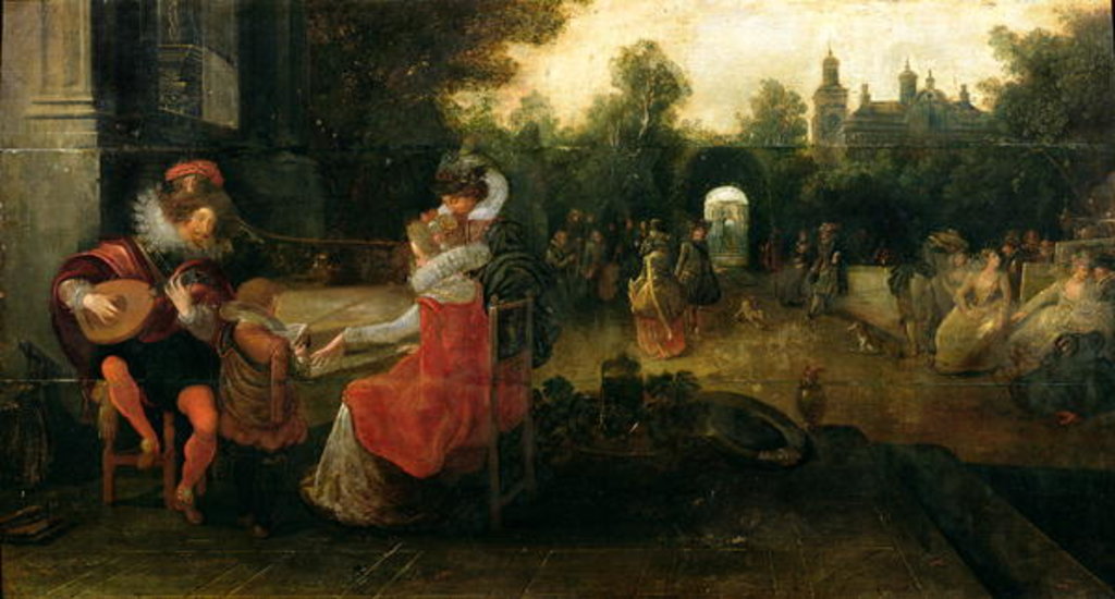 Detail of Queen Elizabeth I and the Earl of Leicester at Kenilworth by Dirck Hals