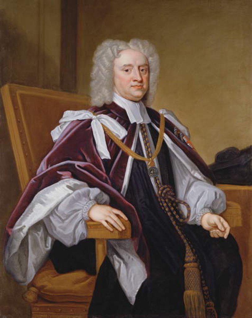 Detail of Portrait of Bishop Trelawny, one of the Seven Bishops who petitioned against James II's Declaration of Indulgence and were tried for libel by Godfrey Kneller