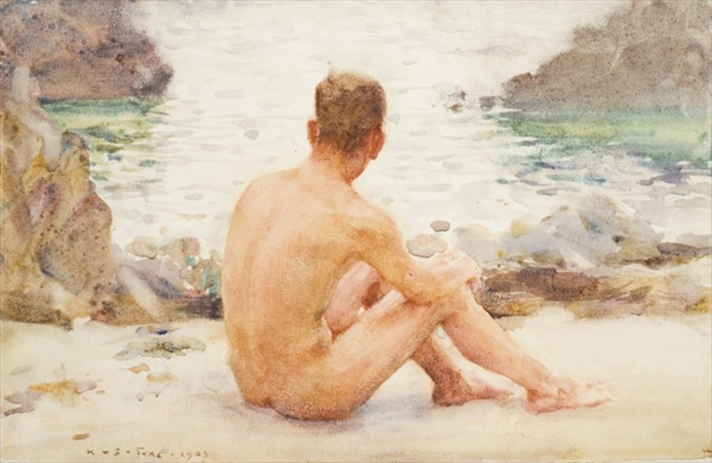 Detail of Charlie Seated on the sand, 1907 by Henry Scott Tuke