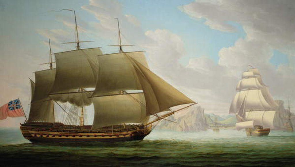 Detail of East Indiaman 'Cirencester' off St. Helena, 1795 by Robert Dodd