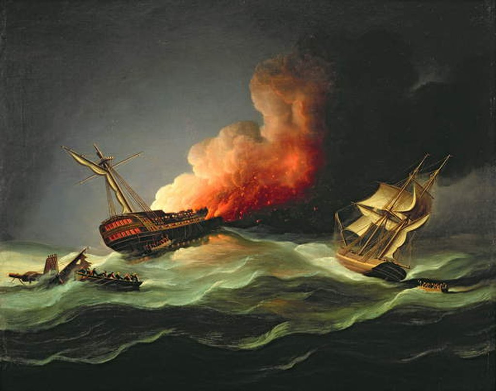 Detail of The East Indiaman Kent on Fire in the Bay of Biscay by Thomas Buttersworth