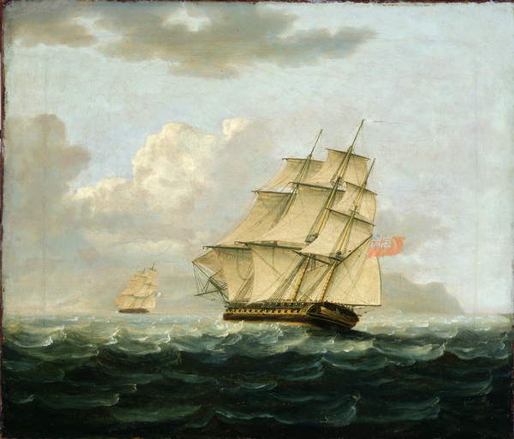 Detail of A British Frigate in Pursuit of a French Frigate by Thomas Buttersworth