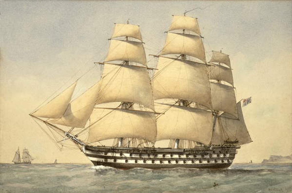 Detail of HMS Bellerophon off the Coast, 1875 by William Frederick Mitchell
