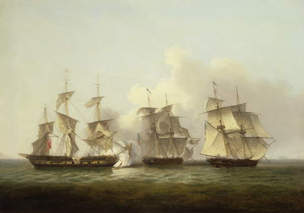 Detail of HMS Gore in Action With the French Brigs 'Palinure' and 'Pilade' by Thomas Luny