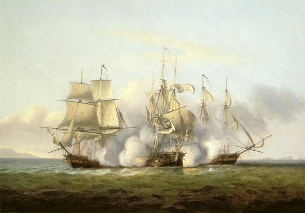 Detail of HMS Gore in Action With the French Brigs 'Palinure' and 'Pilade' by Thomas Luny
