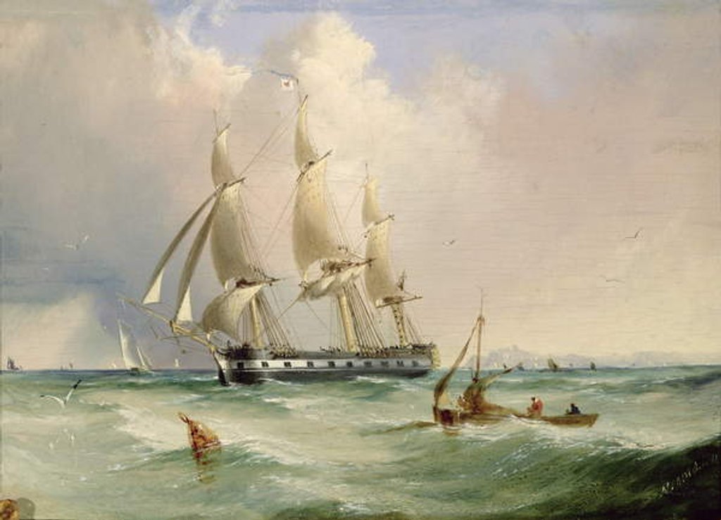 Detail of Frigate under Sail by Edward H. Niemann