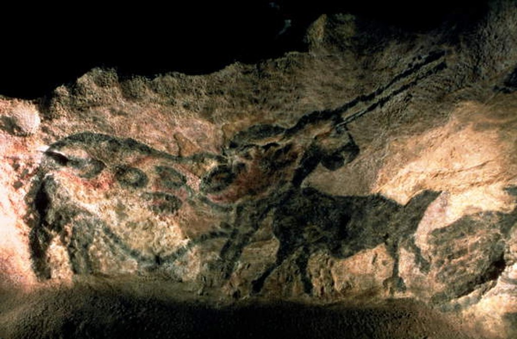 Detail of Rock painting of a horned animal, c.17000 BC by Prehistoric Prehistoric