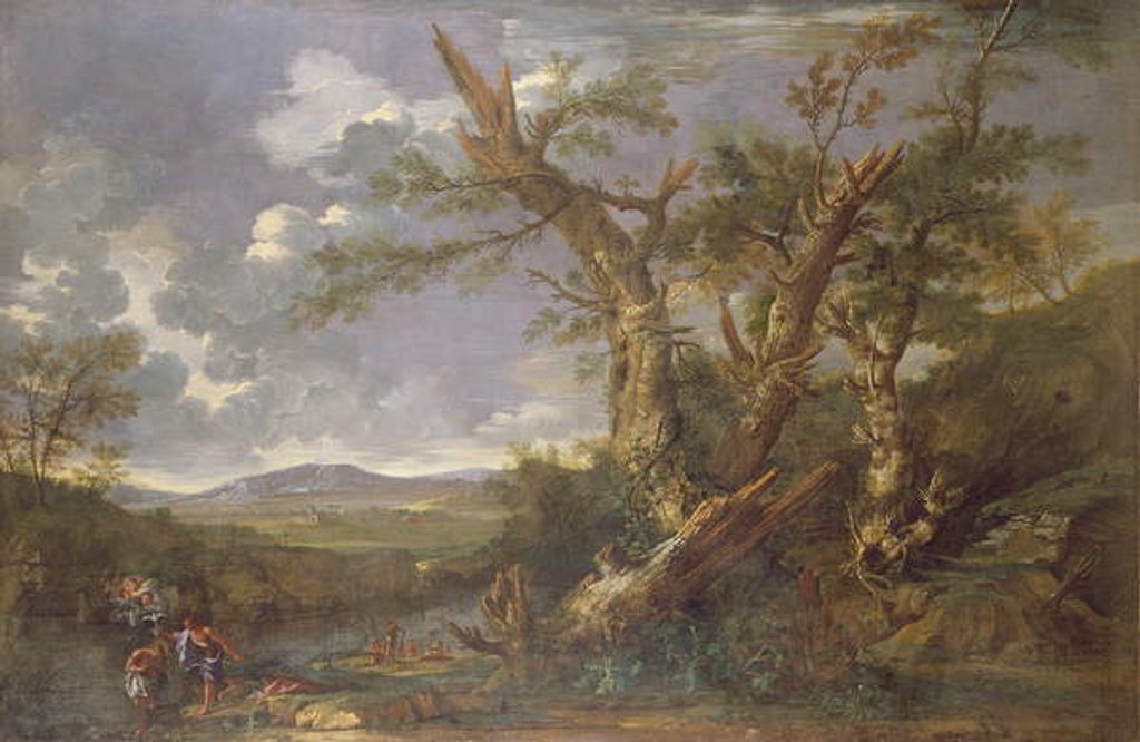Detail of Landscape with the Baptism in the Jordan by Salvator Rosa