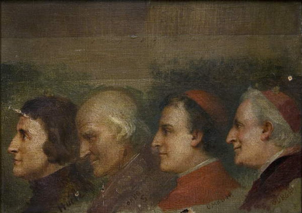 Detail of Four clergymen by Jean or Jehan Georges Vibert