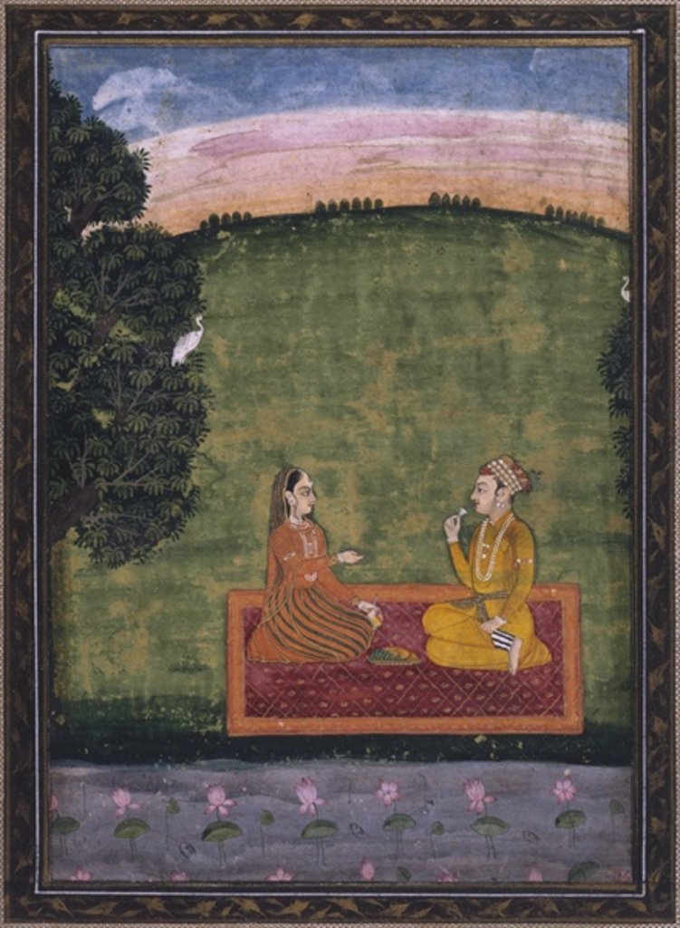 Detail of Couple in a landscape by Indian School