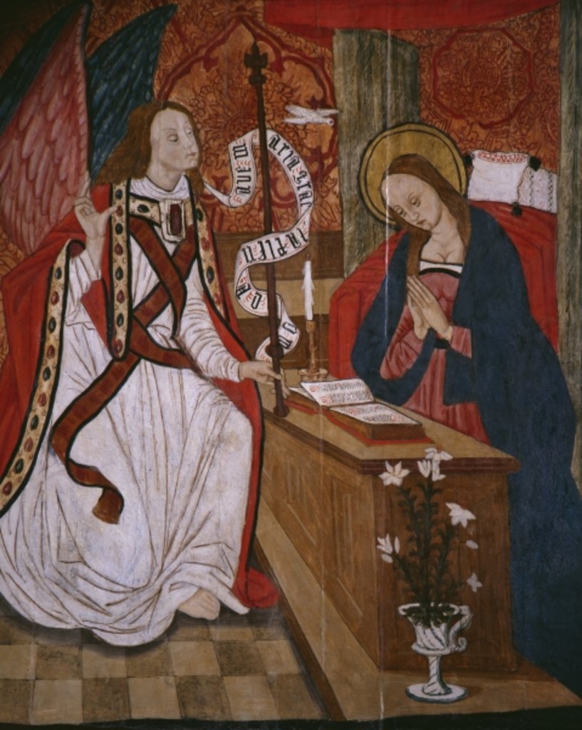Detail of Annunciation, panel from the Church San Andres of Tortura, late 15th century-early 16th century by School Spanish
