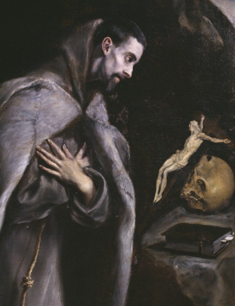 Detail of St. Francis meditating, c.1586-92 by El Greco