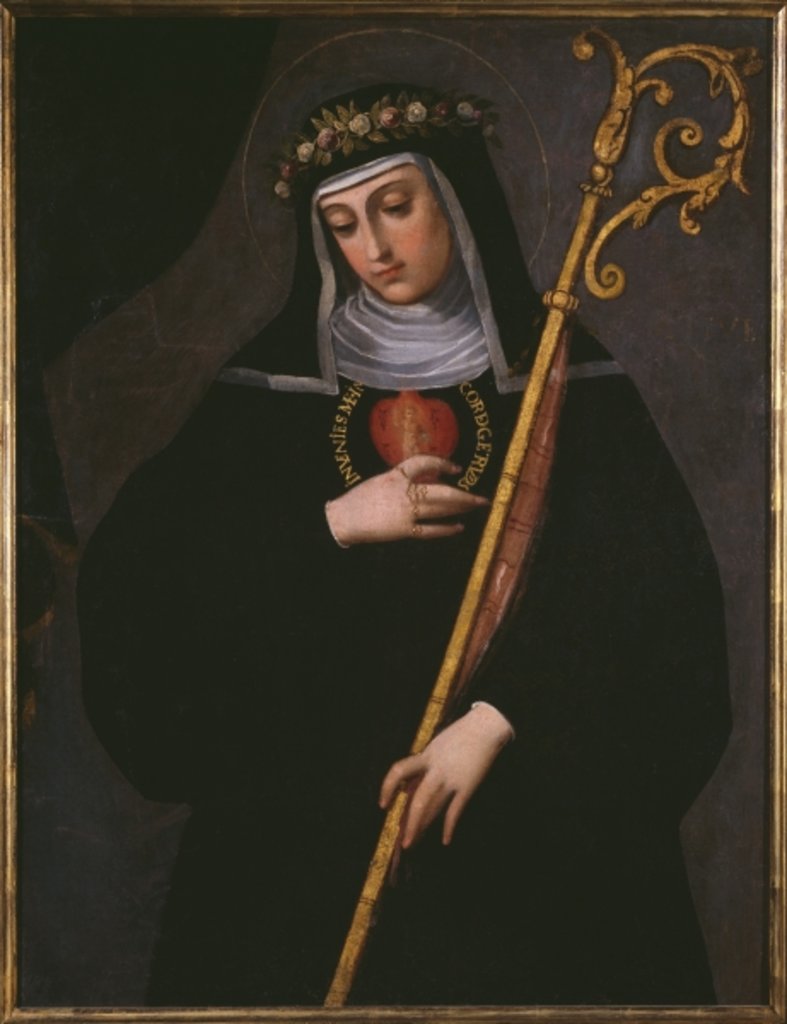 Detail of St. Gertrude the Great carrying the sacred heart of Jesus by Spanish School