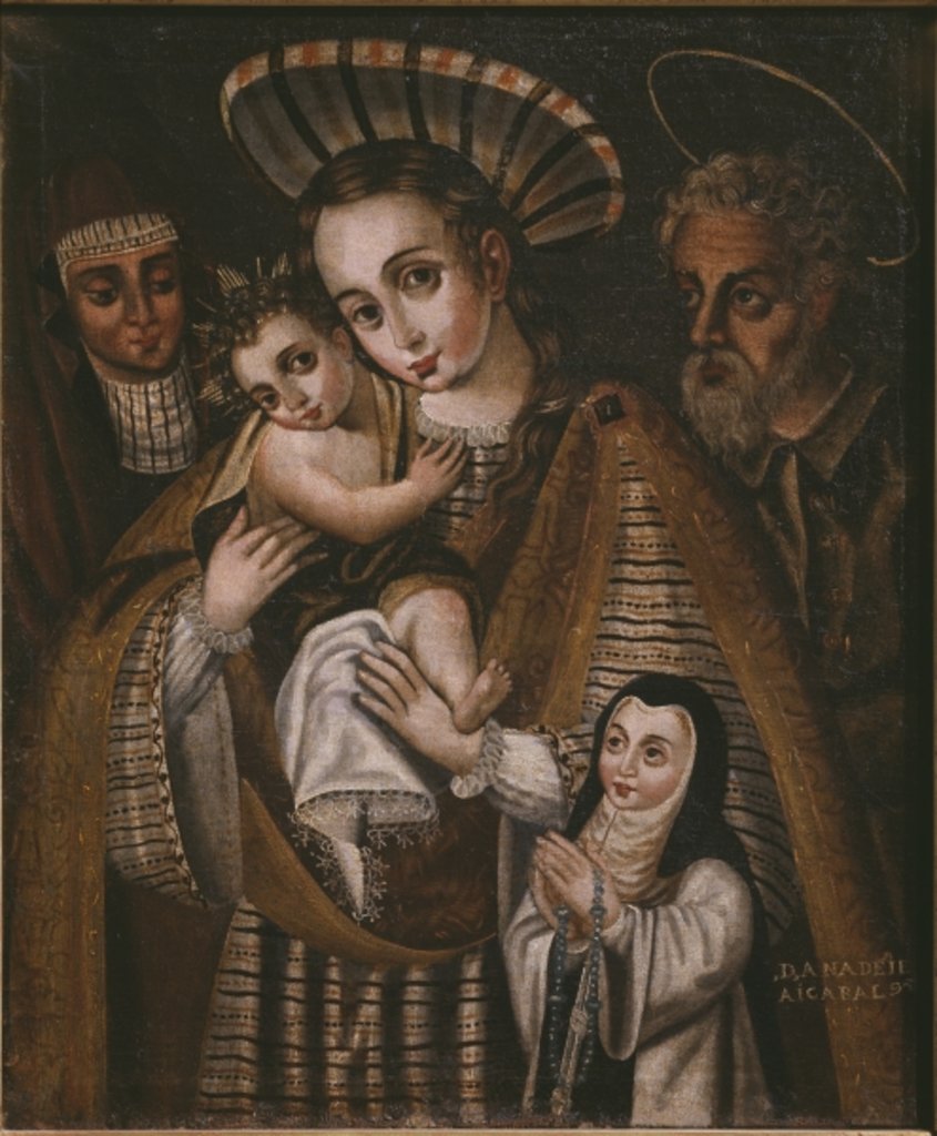 Detail of Ex voto, Holy Family with St. Anne and the nun of the Abbey, Ana de Ibaizabal by Spanish School