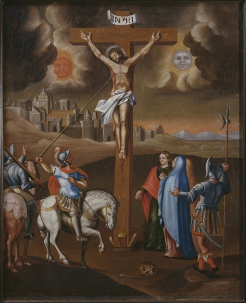 Detail of Crucifixion, the lance of the centurion by Spanish School