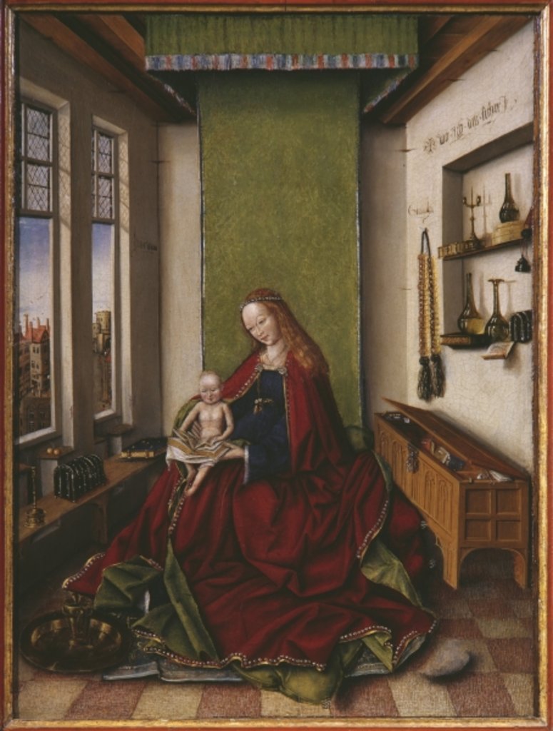 Detail of Virgin and Child with a book by Jan van Eyck