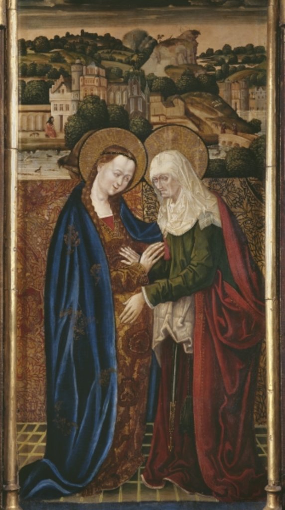Detail of Triptych, Visitation, central panel by Spanish & Flemish School