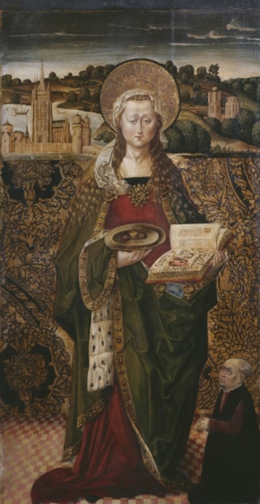 Detail of Triptych, St. Lucy, left panel by Spanish & Flemish School