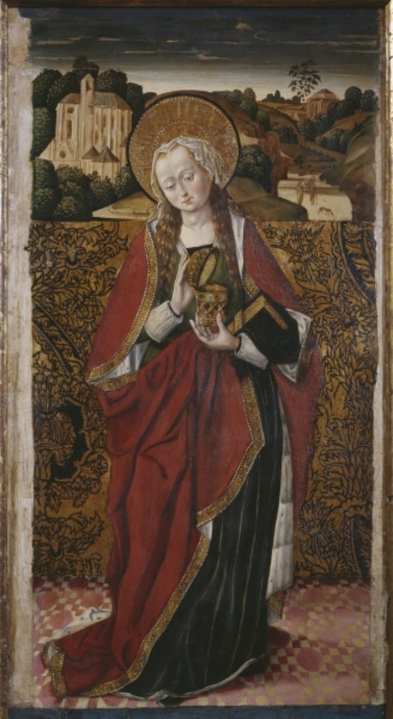 Detail of Triptych, St. Mary Magdalene, right panel by Spanish & Flemish School