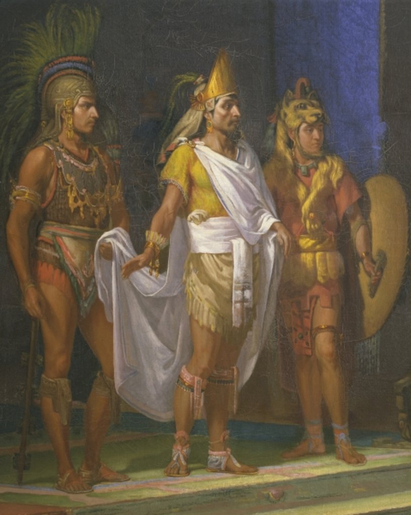 Detail of Emperor Montezuma II, detail, painting by Juan Ortega, 1885 by Juan Ortega