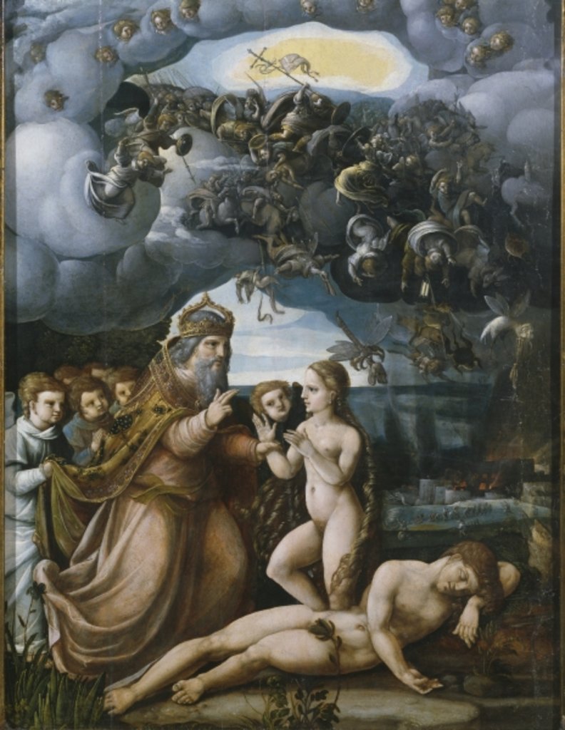 Detail of Triptych of the Creation, Creation of Eve, central panel by German School