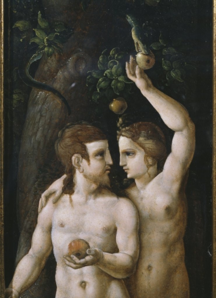 Detail of Triptych of the Creation, Adam and Eve, left panel by German School
