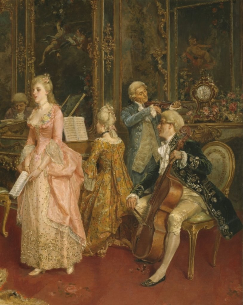 Detail of Concert at the time of Mozart, 1853 by Ettore Simonetti