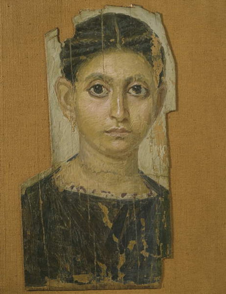 Detail of Mummy female portrait, from Fayum, late 3rd century AD by Roman Period Egyptian